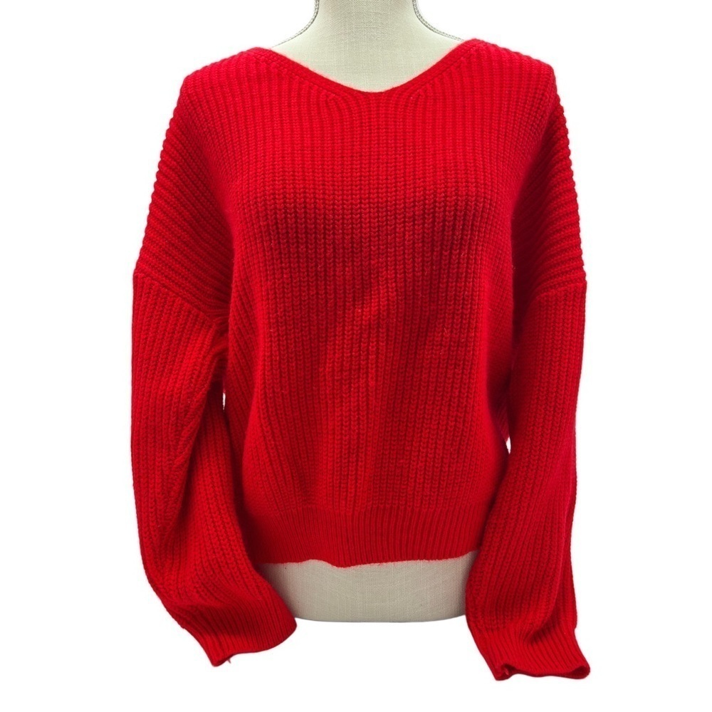 Racheal Red Back Cutout Sweater Size Small